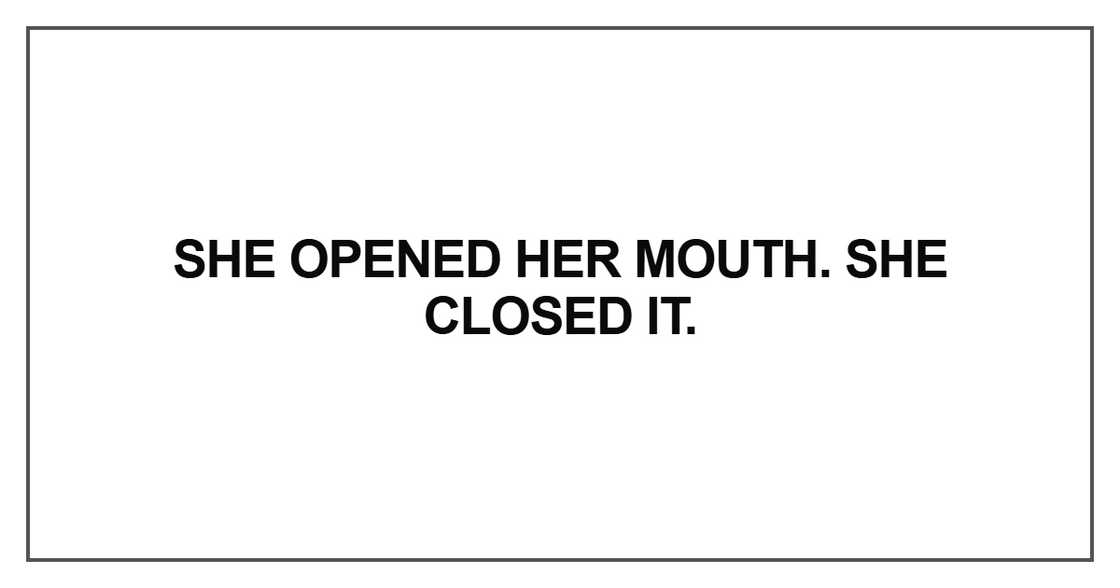 She opened her mouth. She closed it She opened her mouth. She closed it