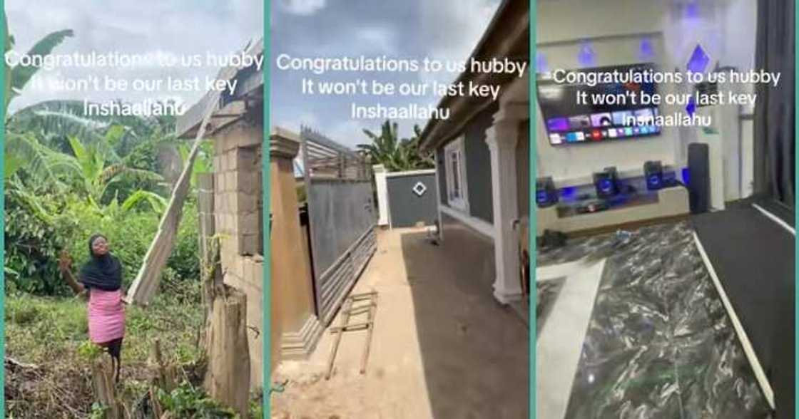 Lady overjoyed as husband builds his first house Lady overjoyed as husband builds his first house