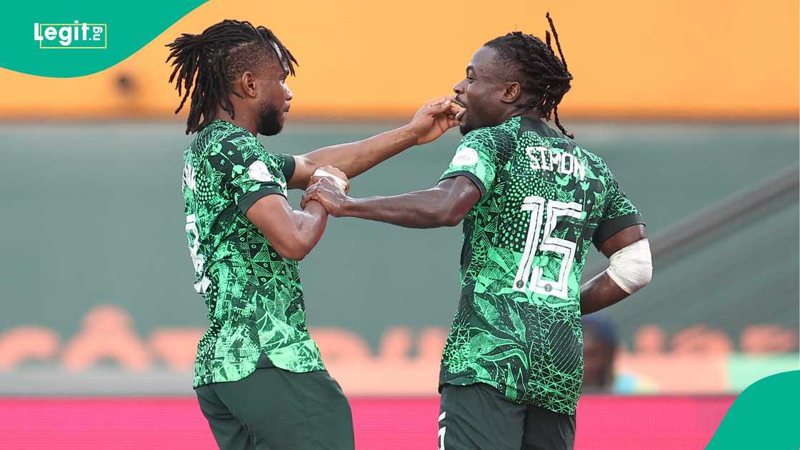 Ademola Lookman, Moses Simon, Nigeria, Super Eagles, Angola, Stade Felix Houphouet-Boigny, Ebimpe, Abidjan, Ivory Coast, AFCON 2023. Ademola Lookman, Moses Simon, Nigeria, Super Eagles, Angola, Stade Felix Houphouet-Boigny, Ebimpe, Abidjan, Ivory Coast, AFCON 2023.