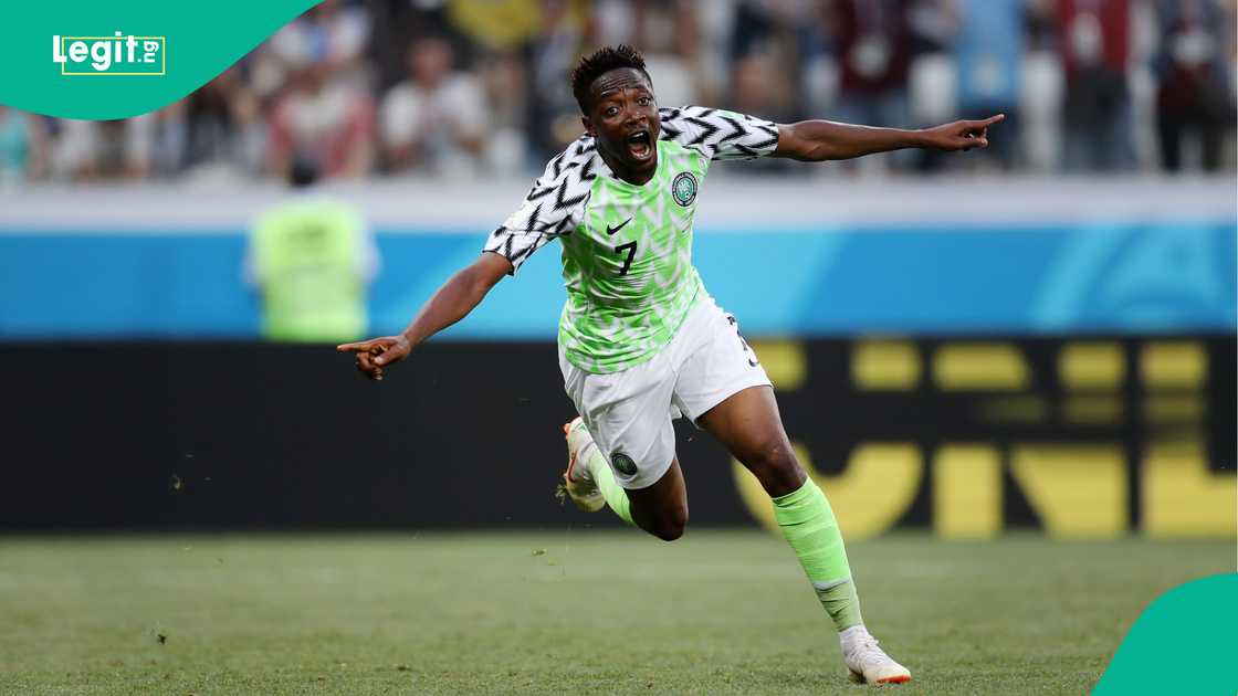 Ahmed Musa celebrates scoring Nigeria's second goal during the 2018 FIFA World Cup against Iceland in Volgograd, Russia. Photo by Lars Baron Ahmed Musa celebrates scoring Nigeria's second goal during the 2018 FIFA World Cup against Iceland in Volgograd, Russia. Photo by Lars Baron