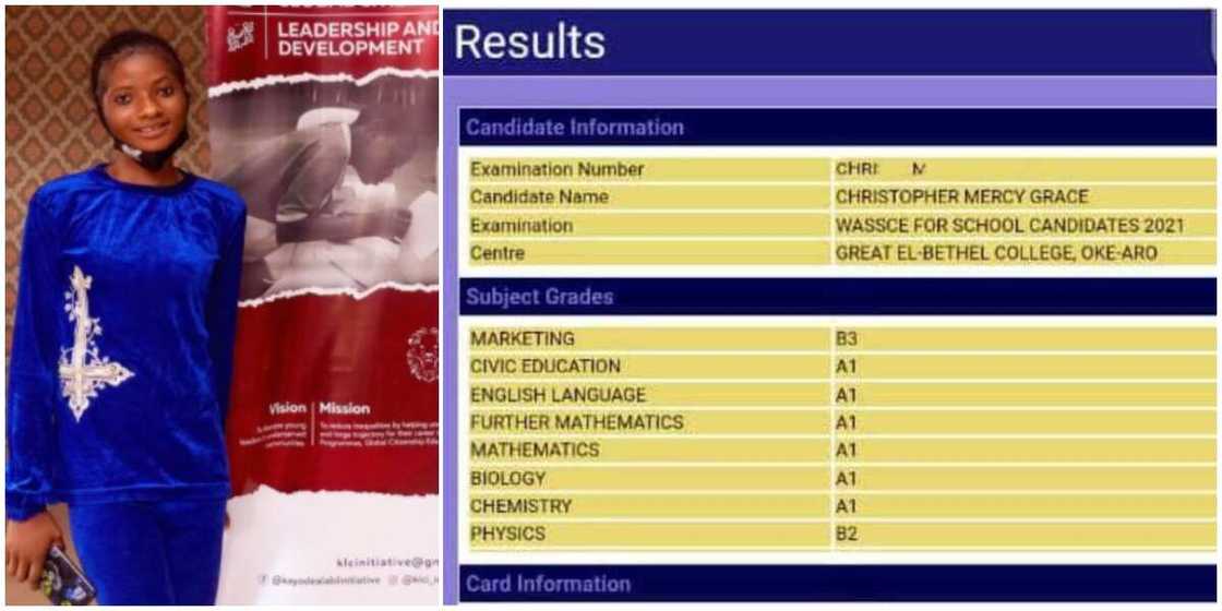 Nigerian girl who scored 6 A1's and 2 B's in her WAEC exams seeks help in going to the university Nigerian girl who scored 6 A1's and 2 B's in her WAEC exams seeks help in going to the university
