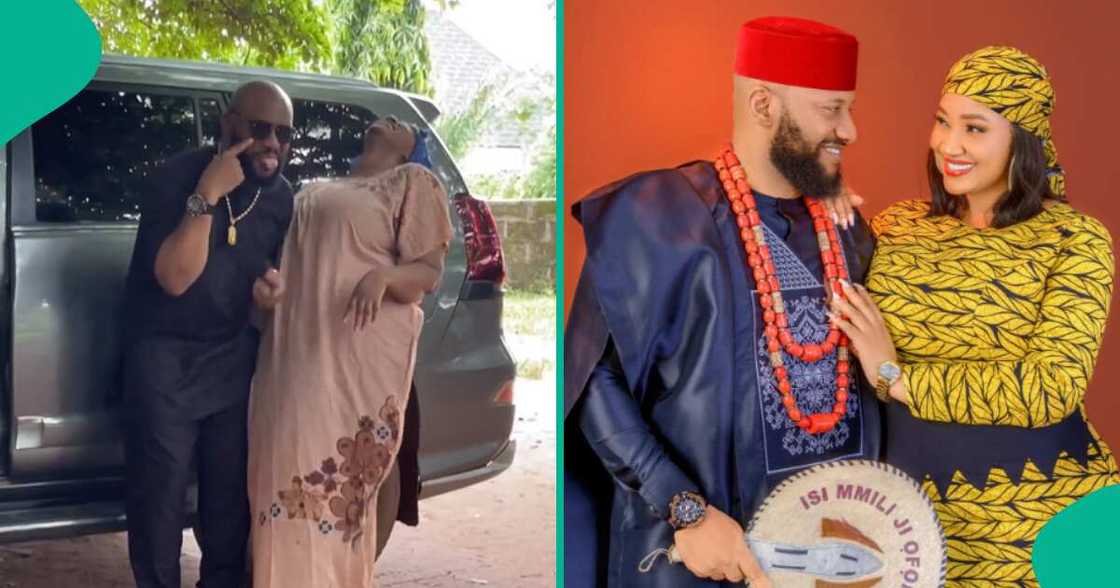 Yul Edochie surprises Judy Austin on set. Yul Edochie surprises Judy Austin on set.