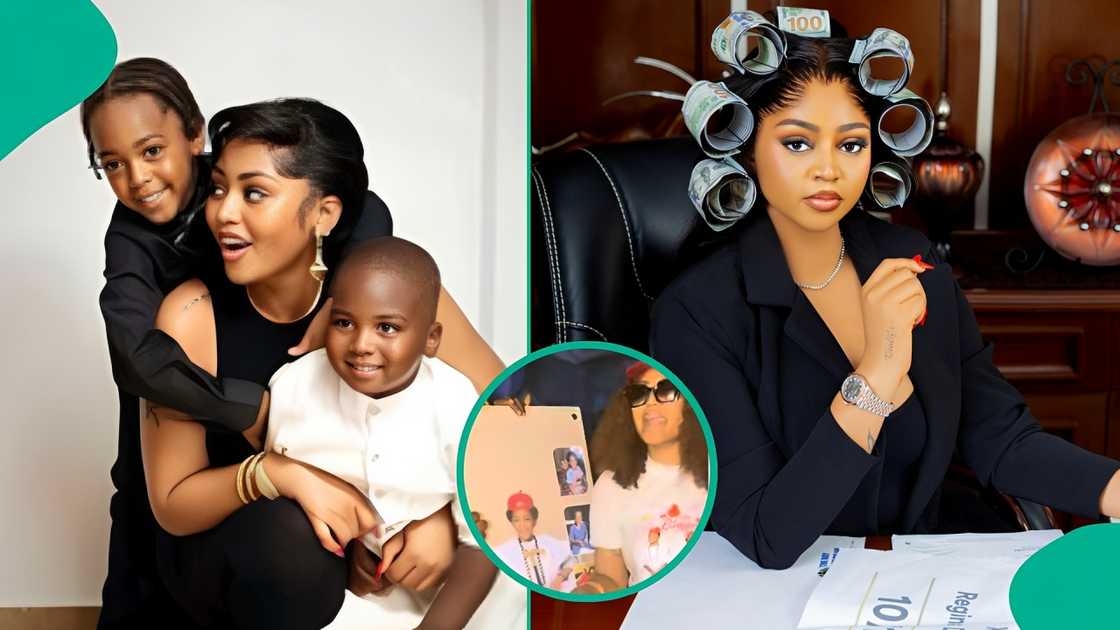Regina Daniels takes to the streets to celebrates sons' birthdays in their absence. Regina Daniels takes to the streets to celebrates sons' birthdays in their absence.