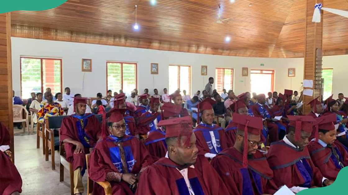 Graduands attend a ceremony at Spiritan University