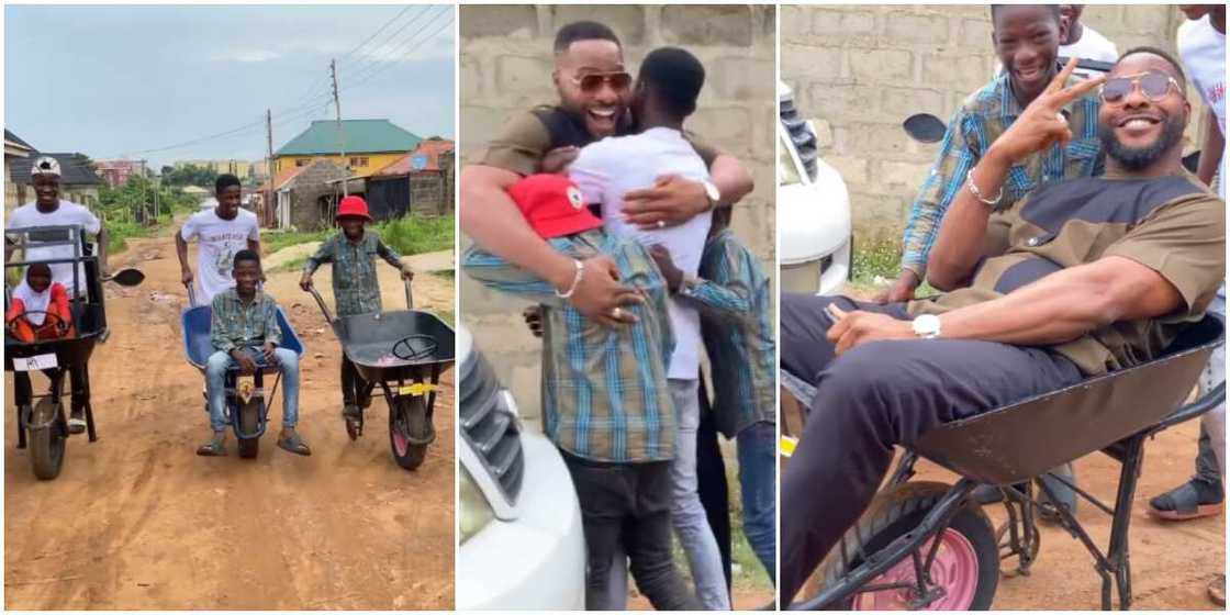 Executive Ride: Hilarious Reactions as Ikorodu Bois Give Actor Bolanle Ninalowo a Lift in Their Wheelbarrow Executive Ride: Hilarious Reactions as Ikorodu Bois Give Actor Bolanle Ninalowo a Lift in Their Wheelbarrow