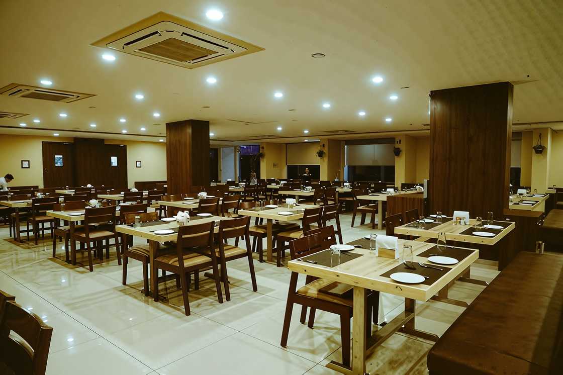 Tables and seats at Jalsa Restaurant in Kano.