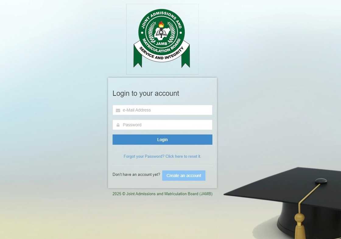 A screenshot of the JAMB E-facility portal A screenshot of the JAMB E-facility portal