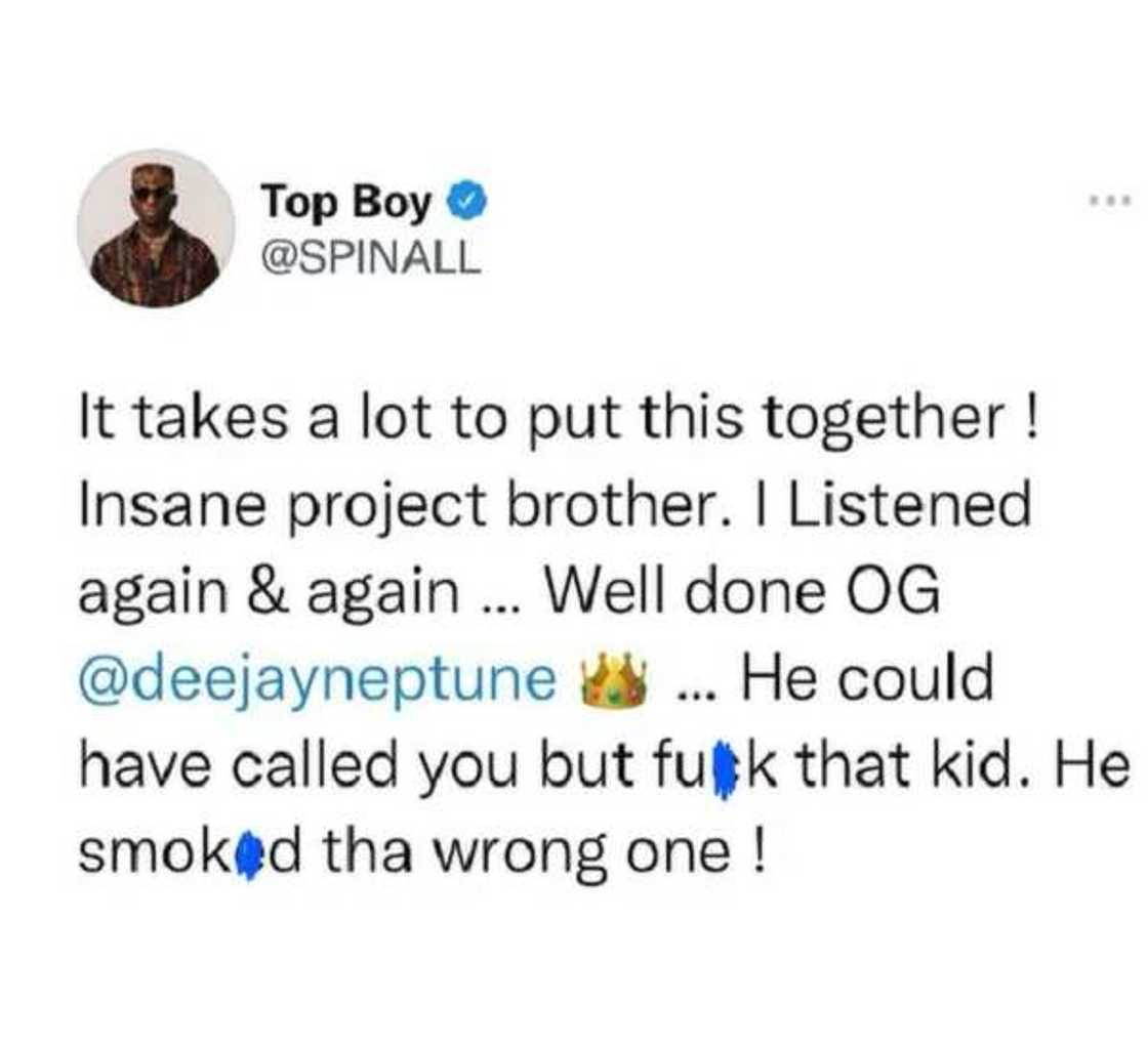 Screenshot of DJ Spinall's tweet. Screenshot of DJ Spinall's tweet.