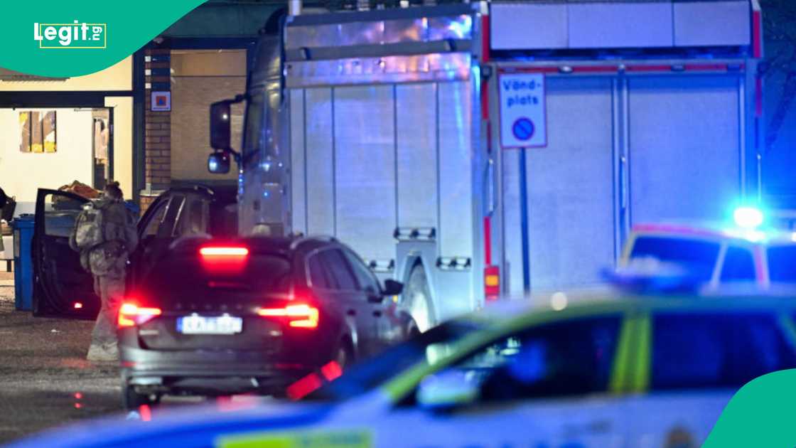 Members of the emergengy services work at the scene of the Risbergska School in Orebro, Sweden, on February 4, 2025, following reports of a serious violent crime.