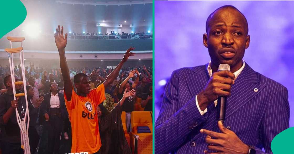 Man gets healing at Dunsin Oyekan's Upper Room programme. Man gets healing at Dunsin Oyekan's Upper Room programme.