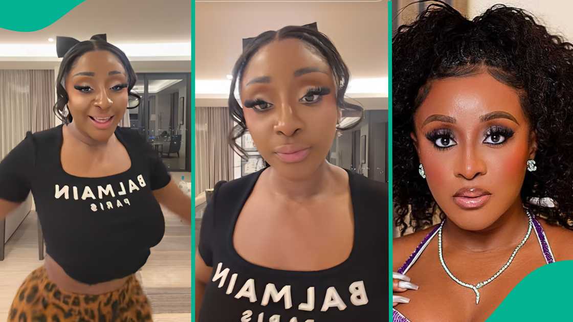 Ini Edo's dance video trends as netizens share their observations about her looks and speculate that she had some cosmetic surgery done. Ini Edo's dance video trends as netizens share their observations about her looks and speculate that she had some cosmetic surgery done.