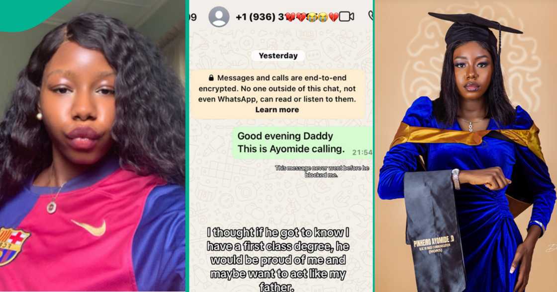 First class graduate shares saddening reply she got from her dad who abandoned her for 17 years