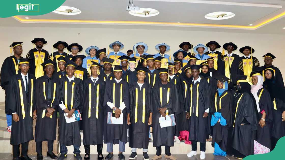 Skyline University Kano graduates posing in gowns Skyline University Kano graduates posing in gowns