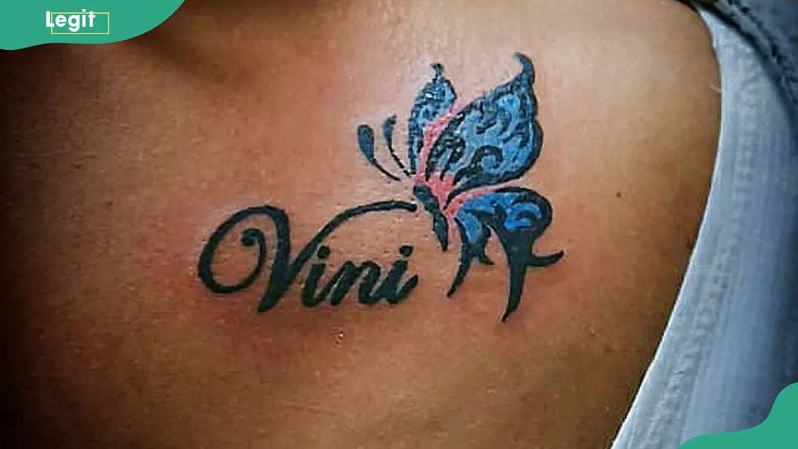 Butterfly name tattoo