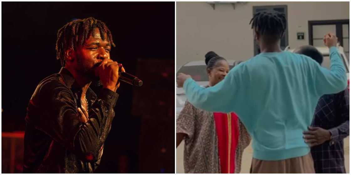 Johnny Drille emotional as parents leave his house. Johnny Drille emotional as parents leave his house.