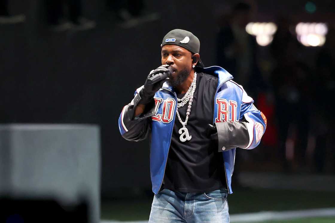 Rapper Kendrick Lamar performs during Apple Music Super Bowl LIX Halftime Show