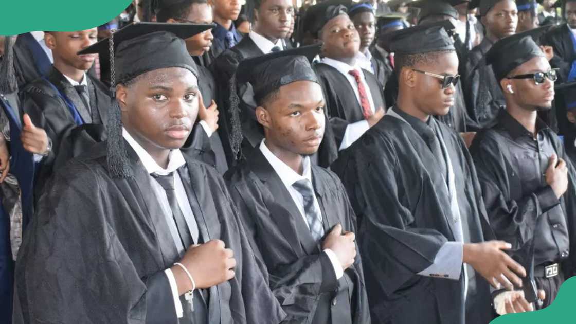 Babcock University, Ogun State students in graduation gowns. Babcock University, Ogun State students in graduation gowns.