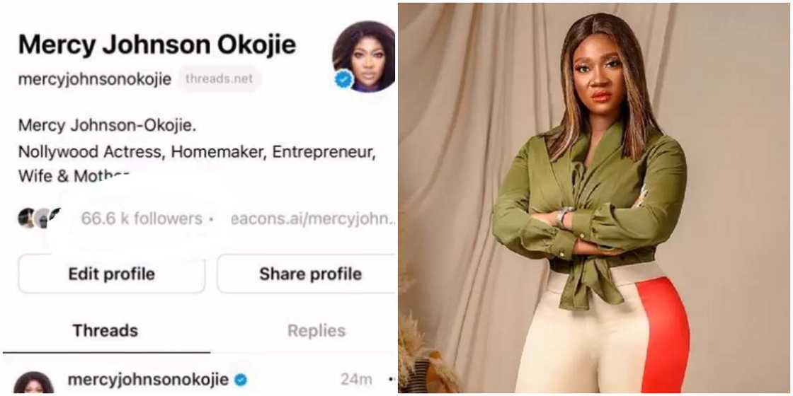 Mercy Johnson bags 66.6k followers on Threads app, Mercy Johnson