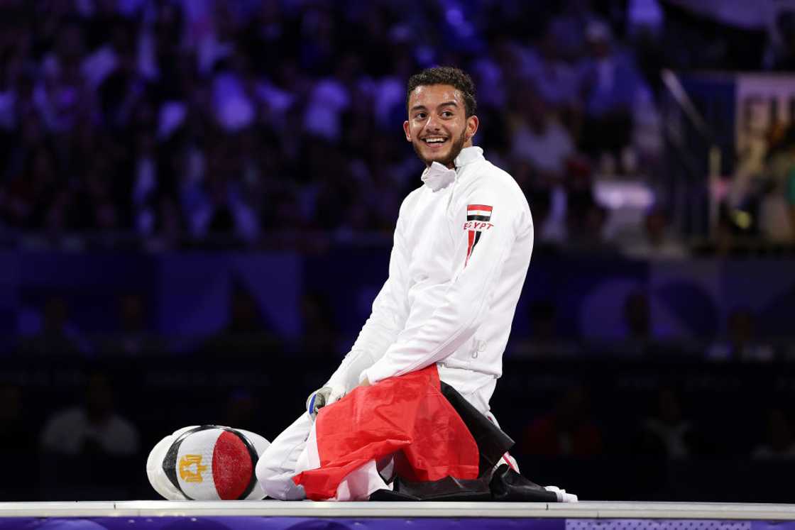 Mohmaed Elsayed celebrates at Paris 2024