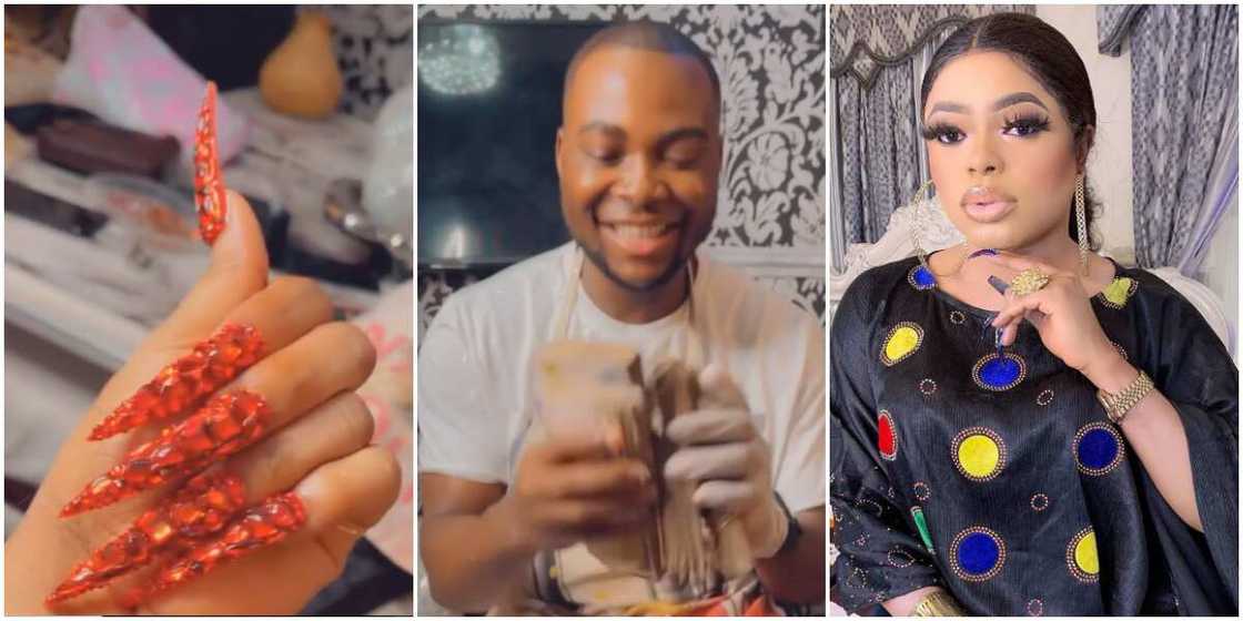 Bobrisky spoils his male nail technician silly, gives him thousands of naira for service rendered Bobrisky spoils his male nail technician silly, gives him thousands of naira for service rendered