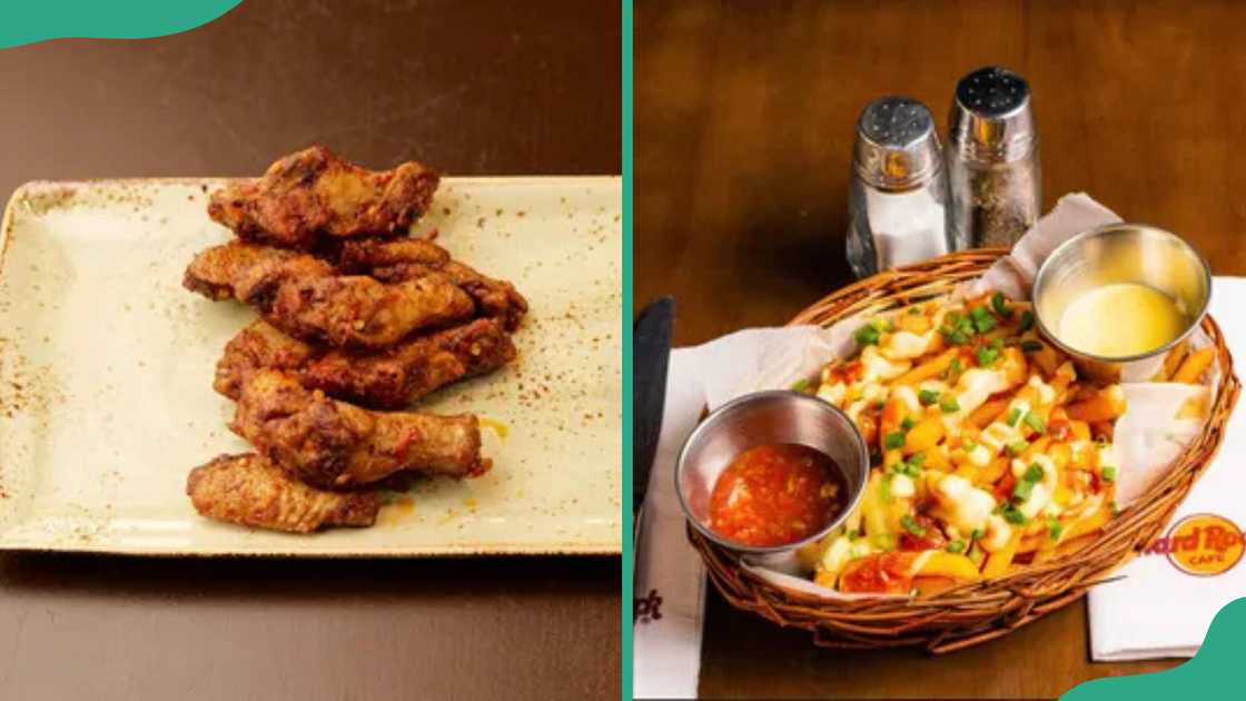 Spicy pepe wigs (L). Red hot chili fries (R) Spicy pepe wigs (L). Red hot chili fries (R)
