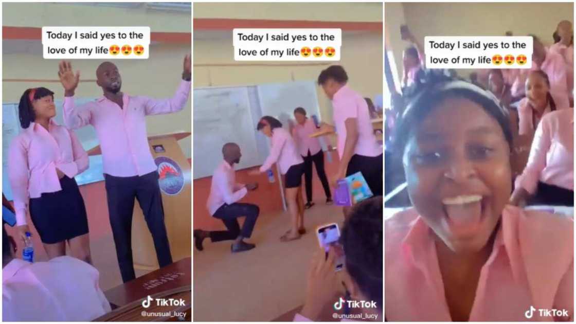 Marriage proposals in public/Nigerian lady jumped for joy.