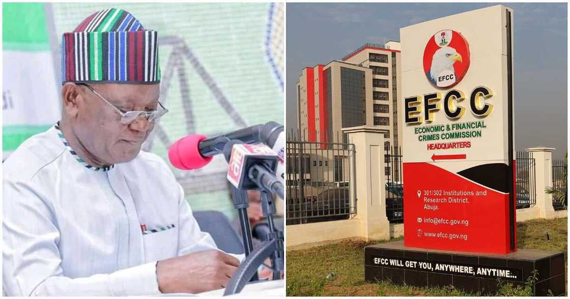 PDP commends Ortom/ Ortom in EFCC custody/ EFCC releases Ortom/ PDP backs Ortom after EFCC arrest