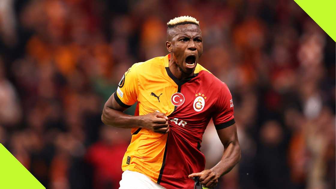 Victor Osimhen celeberates a goal for Galatasaray