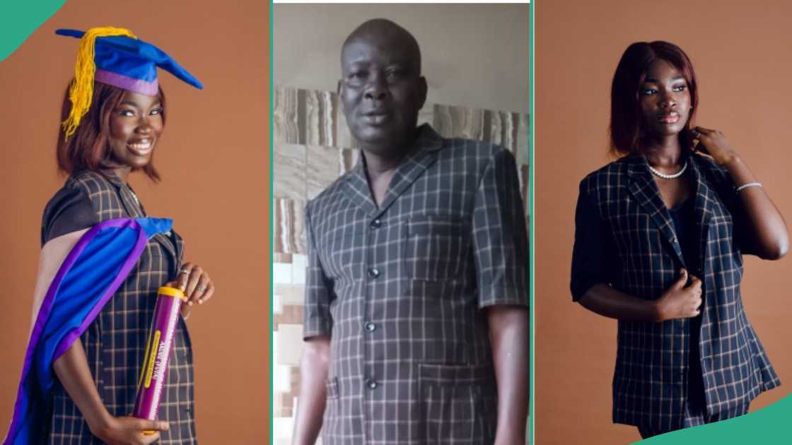 Lady honours her father as she graduates from university. Lady honours her father as she graduates from university.