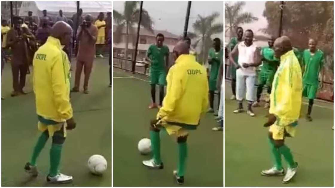 85-Year-Old Obasanjo Displays Football Skills 85-Year-Old Obasanjo Displays Football Skills