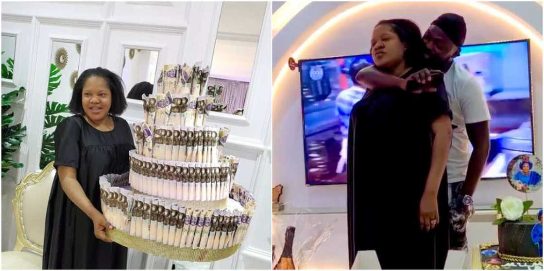 Toyin Abraham gets huge money cake on her birthday Toyin Abraham gets huge money cake on her birthday