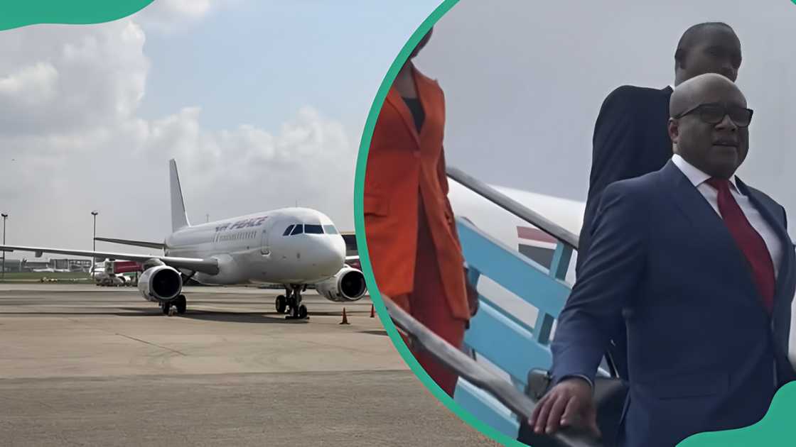 One of Allen Onyema's airbus 320 aircraft landing in the airport (L). Allen Onyema disembark from one of his Air Peace aircraft (R) One of Allen Onyema's airbus 320 aircraft landing in the airport (L). Allen Onyema disembark from one of his Air Peace aircraft (R)