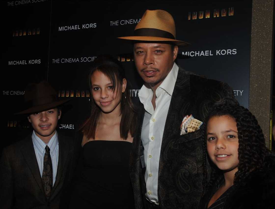 Terrence Howard with his children at the Tribeca Grand Screening Room