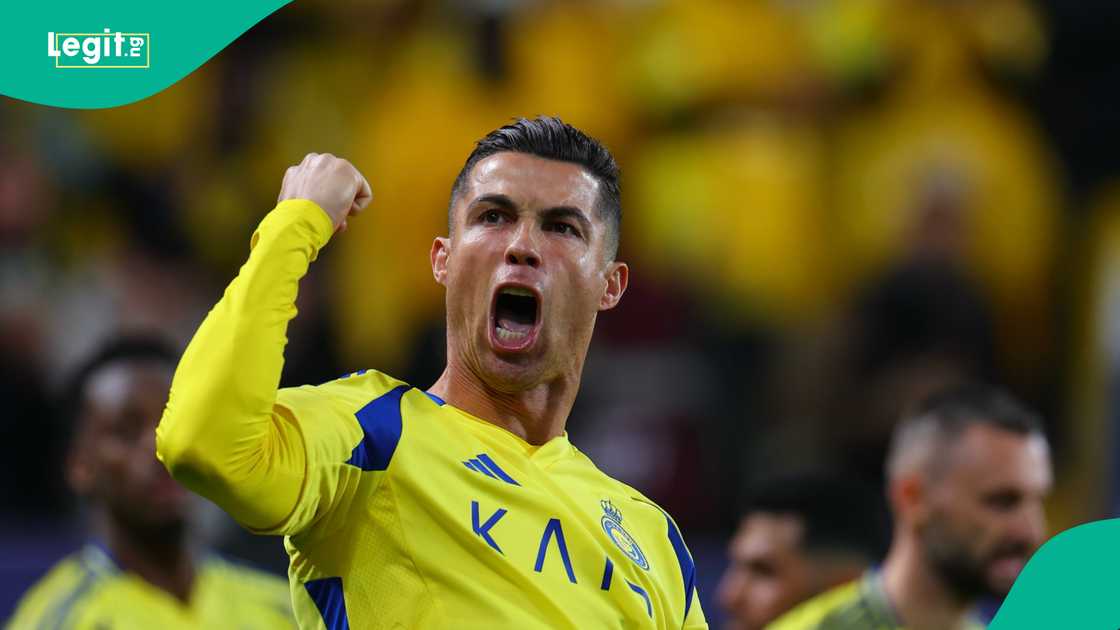 Cristiano Ronaldo celebrates his third goal for Al Nassr