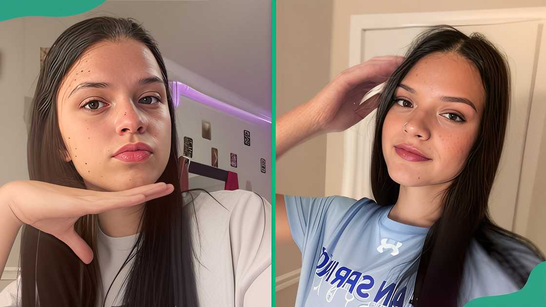 Molly in bedroom hand under chin and takes a selfie touching her hair Molly in bedroom hand under chin and takes a selfie touching her hair