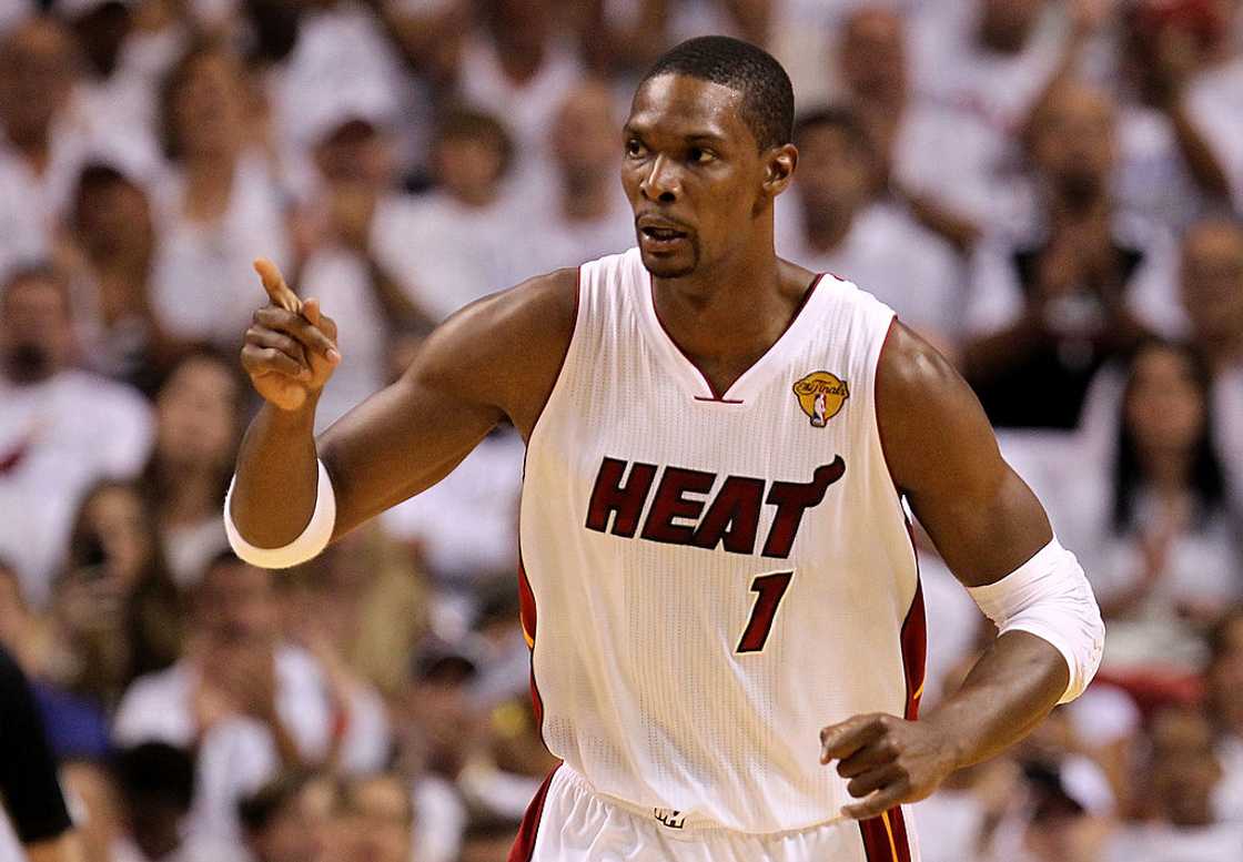Chris Bosh reacts against the Dallas Mavericks in the first quarter of Game Two of the 2011 NBA Finals Chris Bosh reacts against the Dallas Mavericks in the first quarter of Game Two of the 2011 NBA Finals