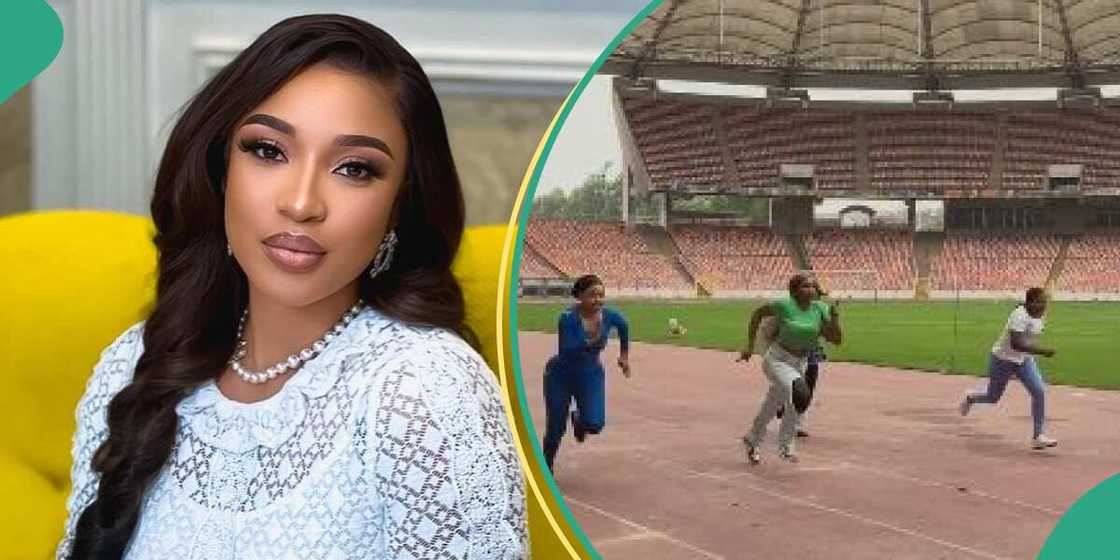 Tonto Dikeh comes second during son's inter-house-sport. Tonto Dikeh comes second during son's inter-house-sport.