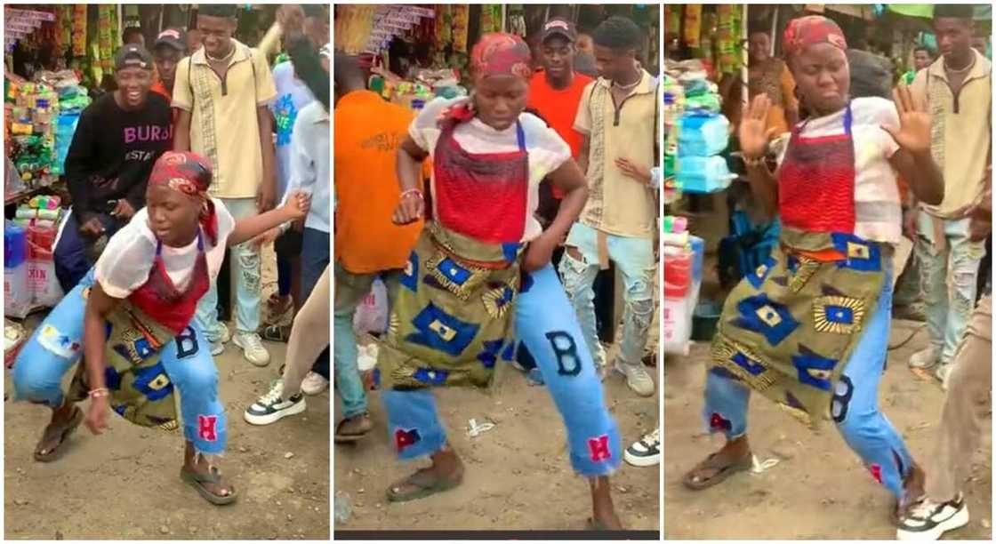 Photos of a market woman dancing. Photos of a market woman dancing.