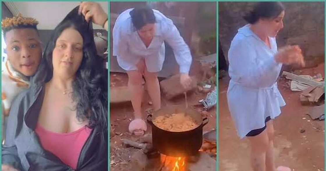 White woman cooks with firewood for the first time, husband reacts White woman cooks with firewood for the first time, husband reacts