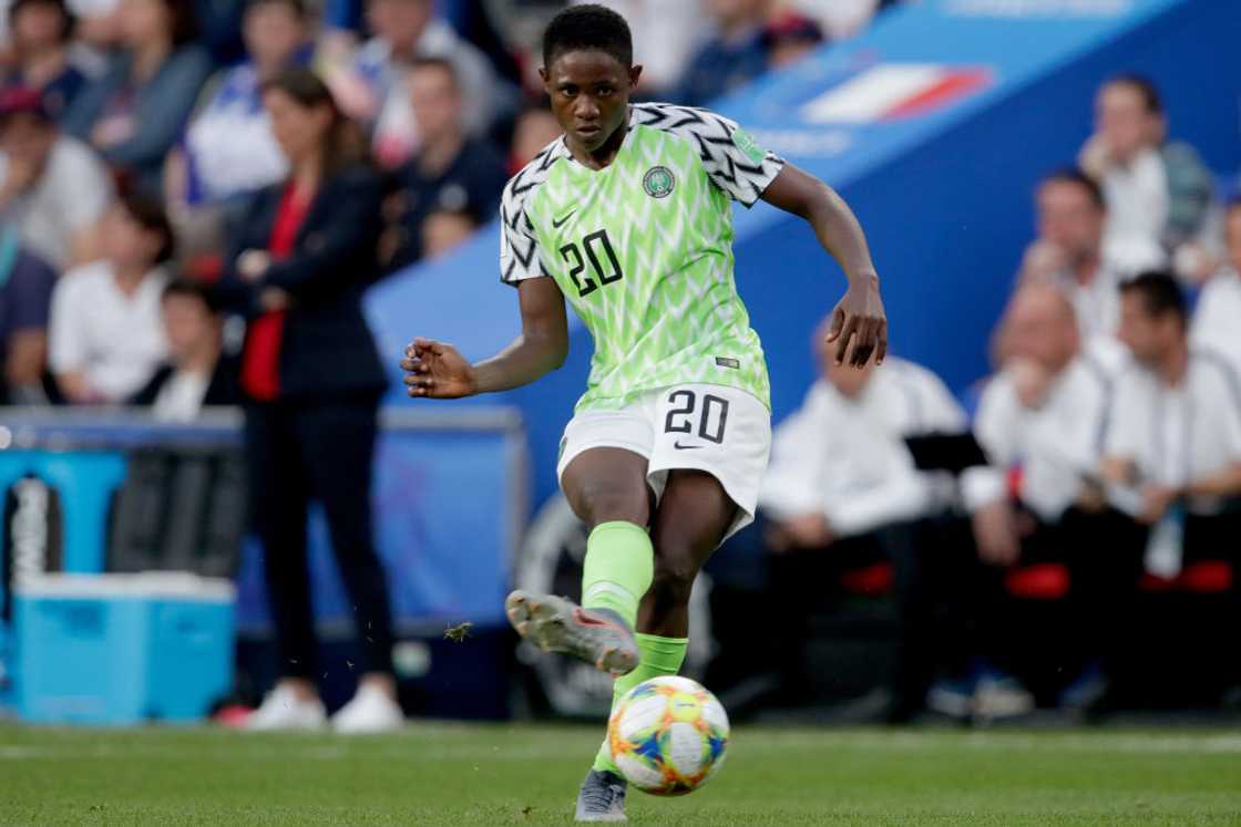 Chidinma Okeke in action for Nigeria against France in a women's world cup match Chidinma Okeke in action for Nigeria against France in a women's world cup match