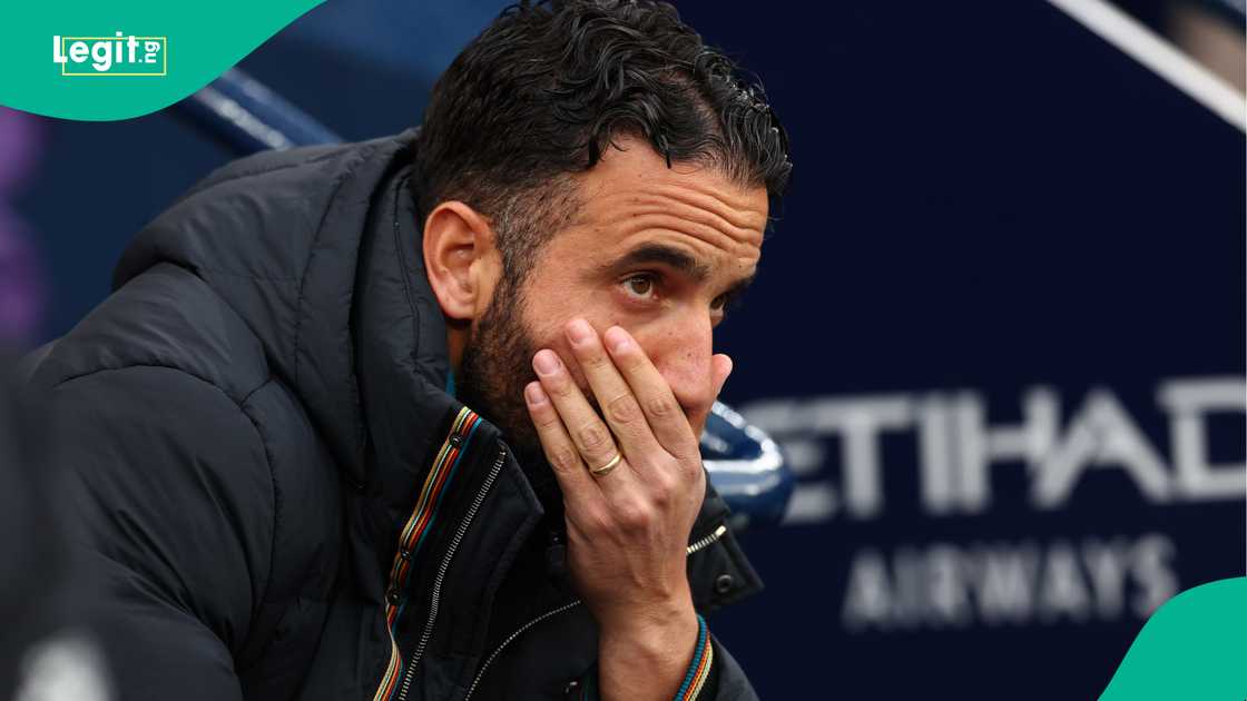 Ruben Amorim, Manchester United, Manchester City, Etihad Stadium, England, Premier League. Ruben Amorim, Manchester United, Manchester City, Etihad Stadium, England, Premier League.