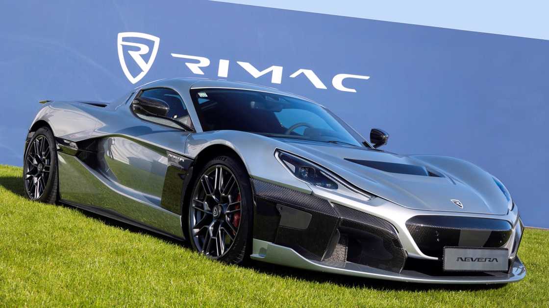 The Rimac Nevera is pictured at Salon Prive London