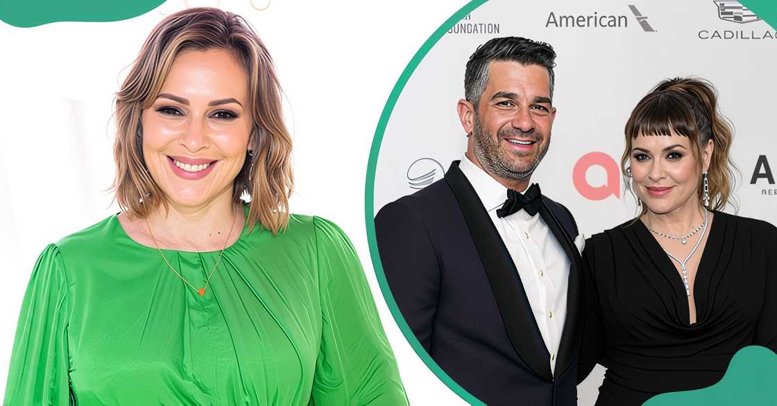 Alyssa Milano poses on the red carpet of a Sundance charity event. David Bugliari and Alyssa pose together at a party. Alyssa Milano poses on the red carpet of a Sundance charity event. David Bugliari and Alyssa pose together at a party.