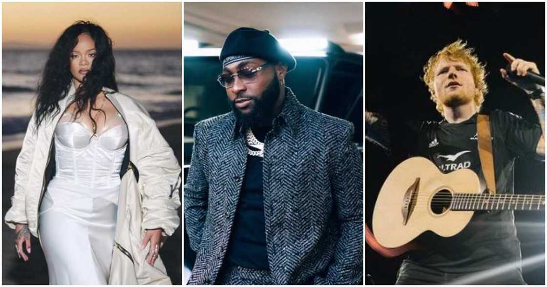 Photos of Ed Sheeran, Rihanna and Davido Photos of Ed Sheeran, Rihanna and Davido