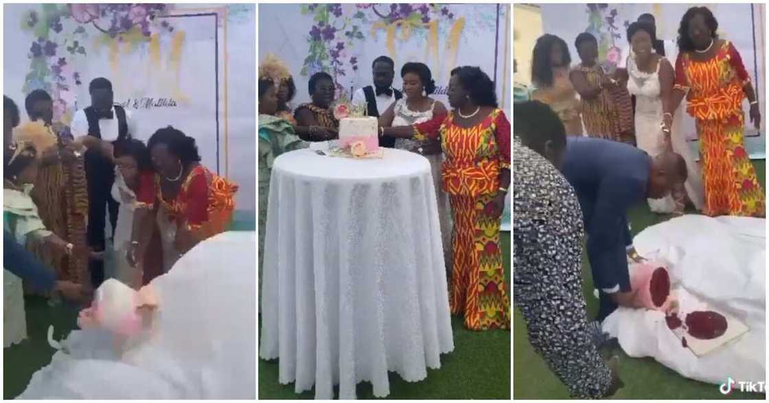 Wedding drama, couple, cake falls and scatters, drama at wedding Wedding drama, couple, cake falls and scatters, drama at wedding