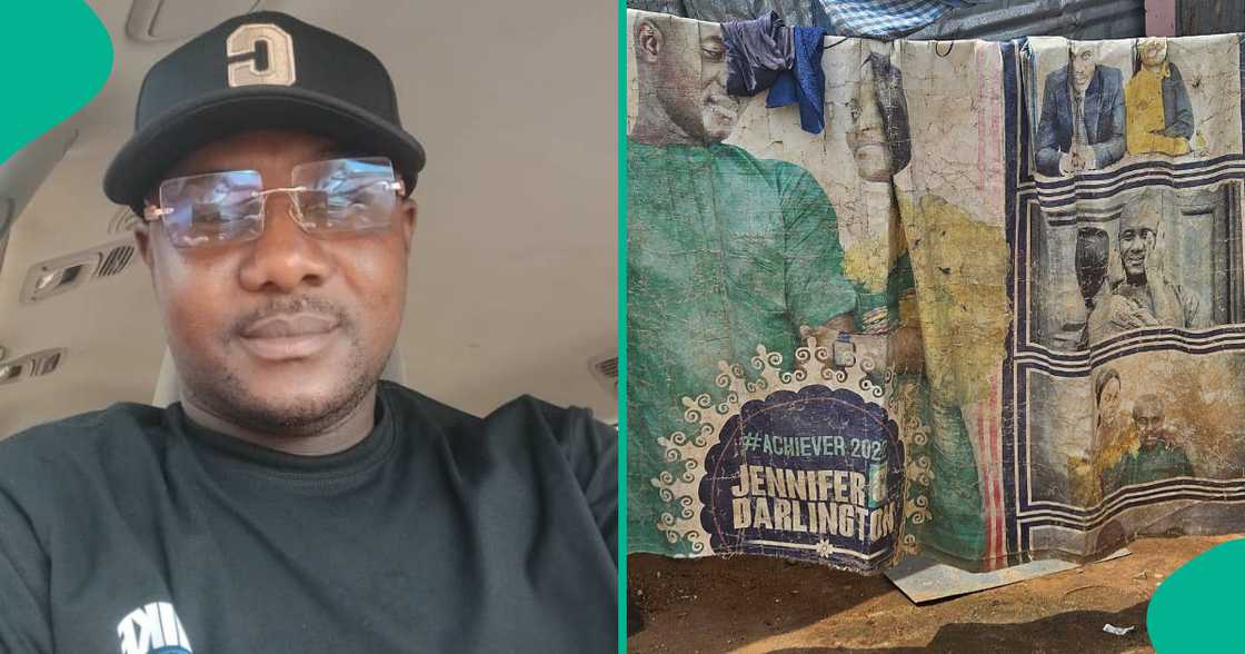 Businessman reacts after finding his wedding banner with mad person, shares pictures Businessman reacts after finding his wedding banner with mad person, shares pictures