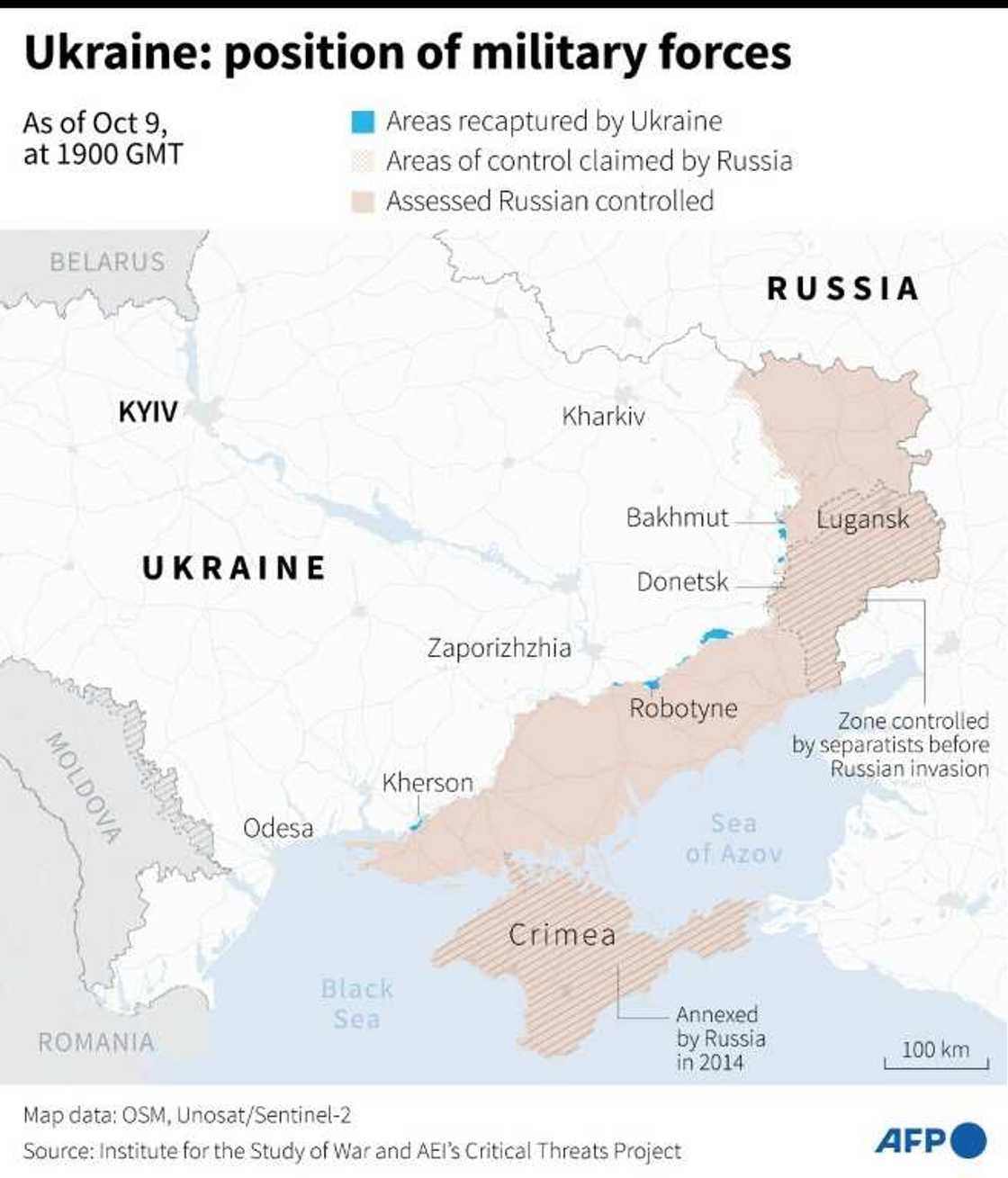 Ukraine: positions of military forces