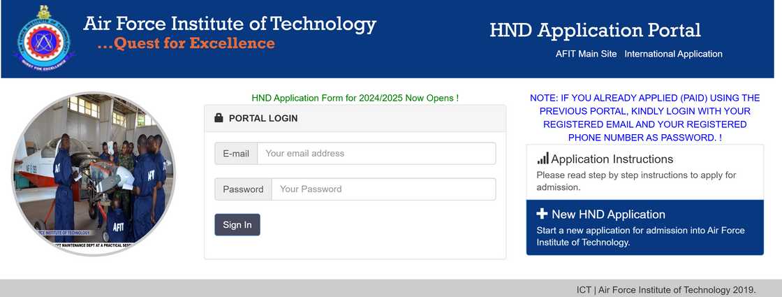 AFIT HND application portal