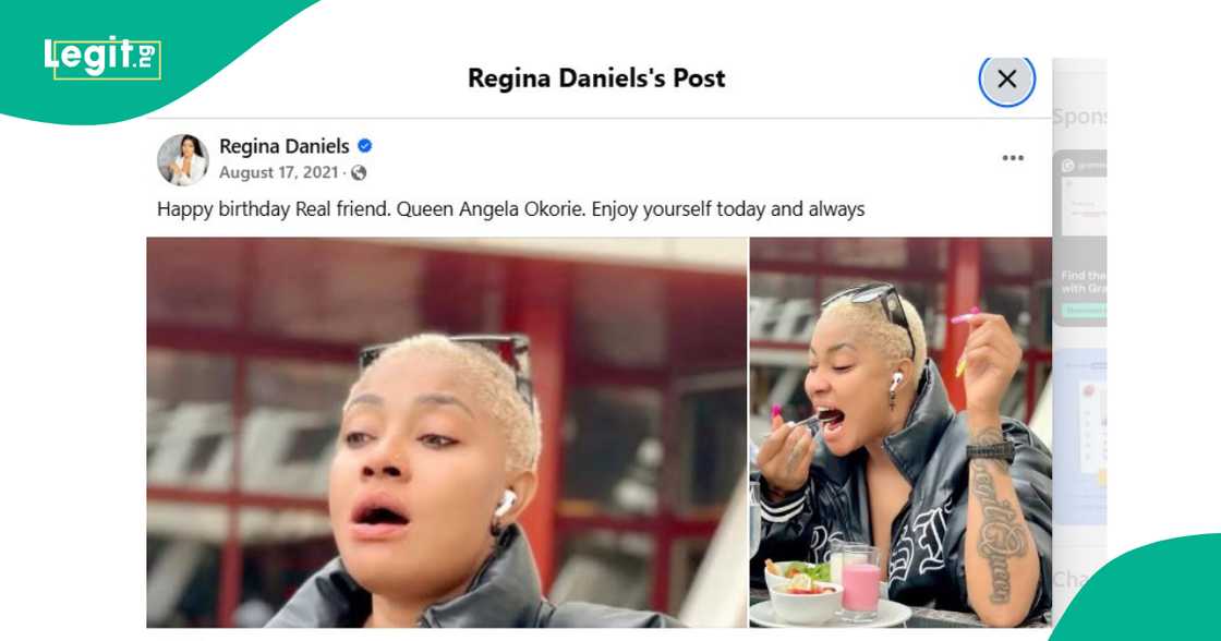 Regina Daniels calls Angela Okorie her real friend in old birthday message. Regina Daniels calls Angela Okorie her real friend in old birthday message.