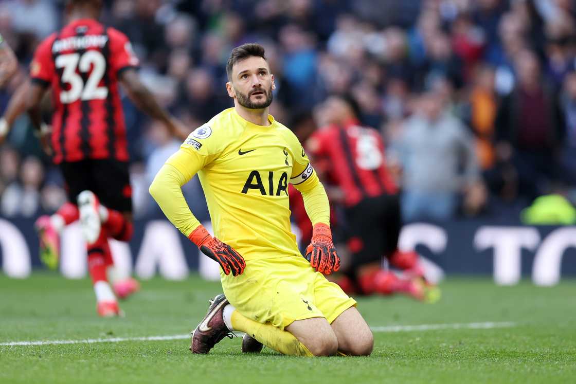 Hugo Lloris reacts after Dango Ouattara of AFC Bournemouth scored their sides third goal